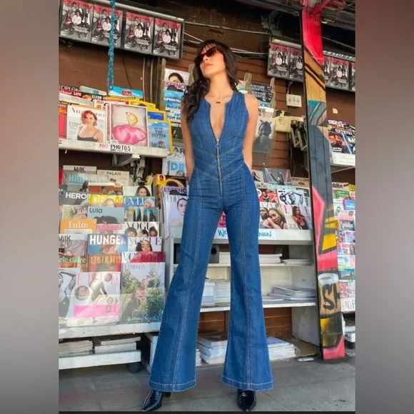 One of a kind hand sewn Revice Hollywood Heartthrob floral jumpsuit w/<3 cutout